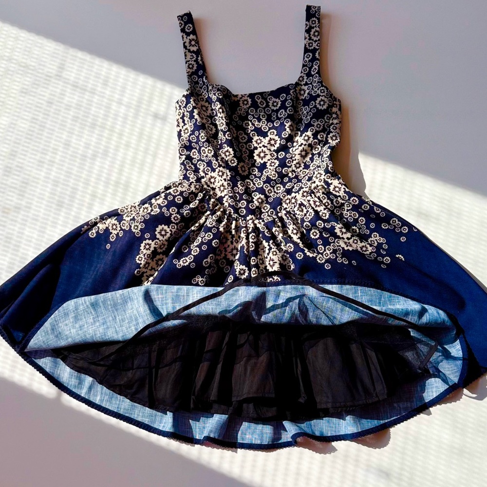 Aqua Bendita Elegant Navy Blue Floral Dress - Picture 8 of 8
